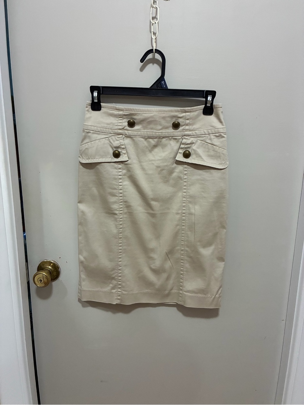 Vintage H&M Tan Button-Detail Pencil Skirt